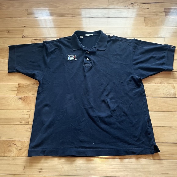 RARE Vintage Microsoft .Net TV Polo Shirt Embroidered Black Cotton 90's Faded - Picture 3 of 7